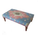 A Kilim style upholstered long rectangular stool,