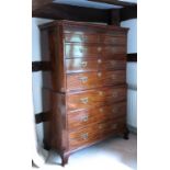 A late Georgian mahogany chest on chest,