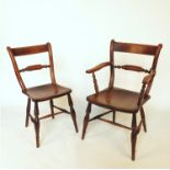 A harlequin set of six (4 + 2) Windsor chairs,