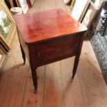 A Regency mahogany pot cupboard, with inlaid decoration, width 17.