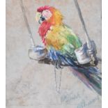 W E Powell, watercolour, sketch of a macaw, 9.