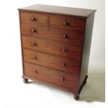 A 19th century mahogany chest, of two short over four long drawers,