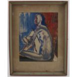 Brown, watercolour, seated nude,