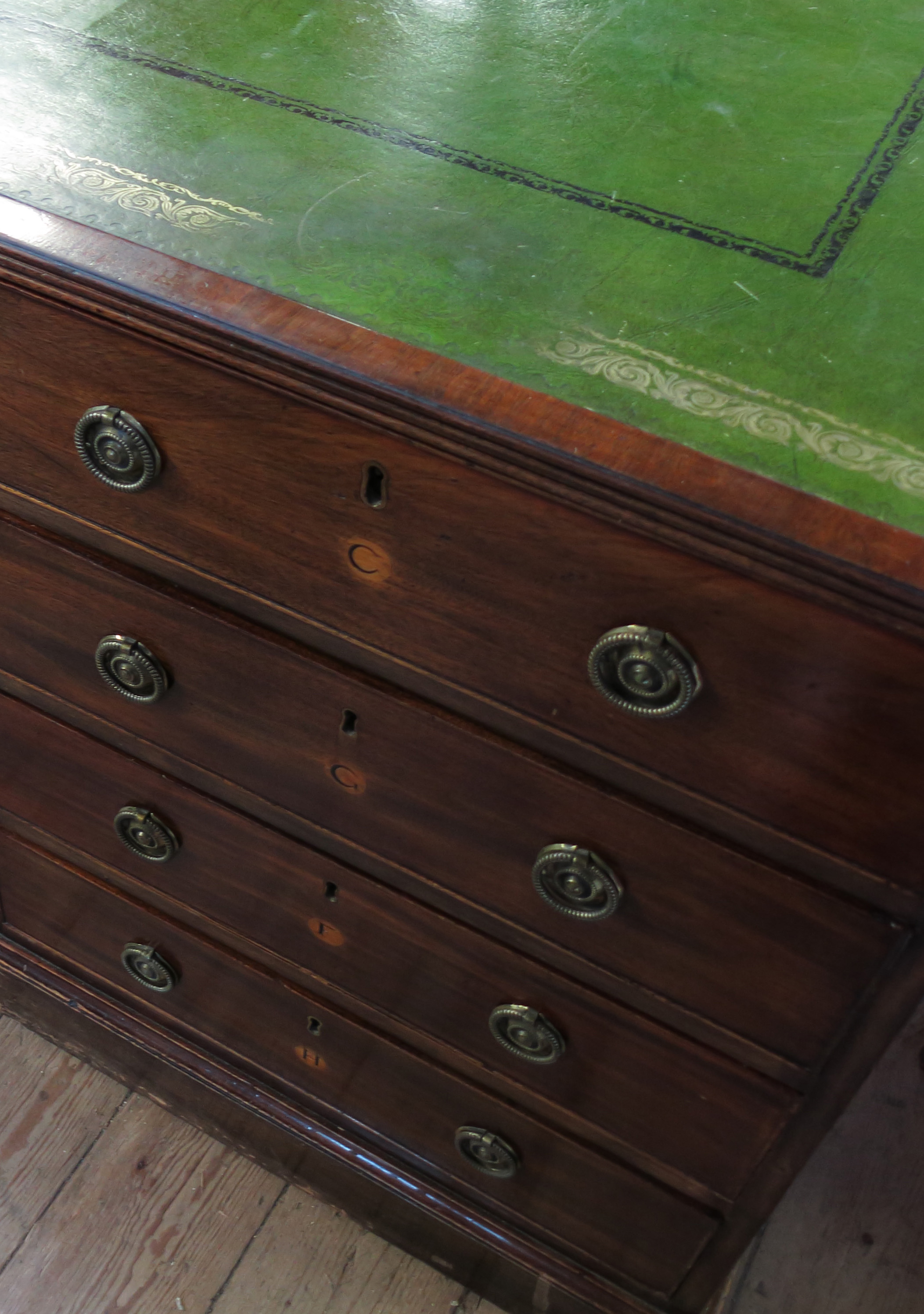 An antique mahogany estate partners desk, fitted with an arrangement of drawers to each side, - Image 2 of 3