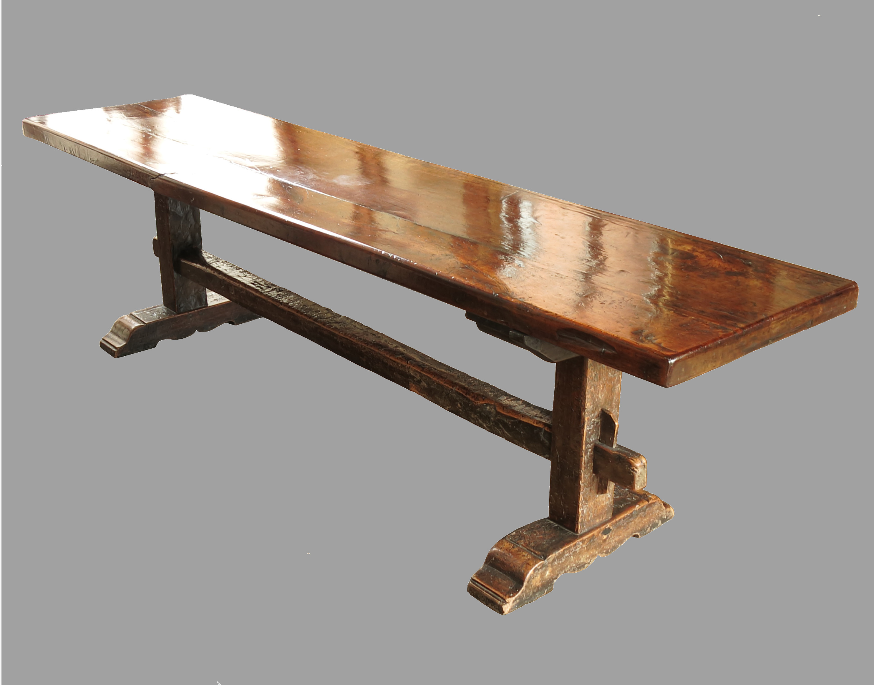 An antique oak refectory table, in the 17th century style,