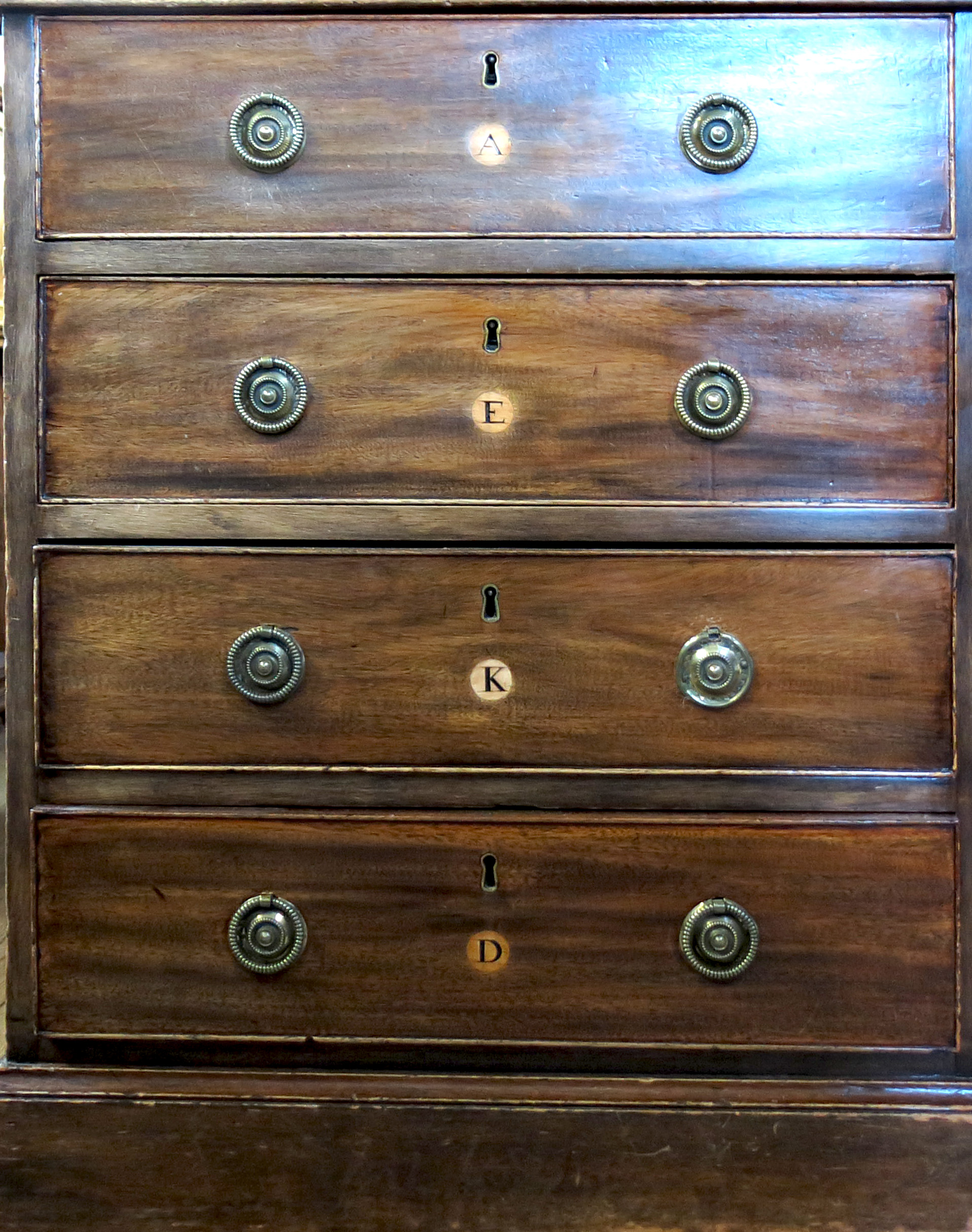 An antique mahogany estate partners desk, fitted with an arrangement of drawers to each side, - Image 3 of 3