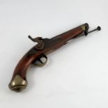 An early 19th Century percussion officers pistol, lock plate engraved Lacy & Co,