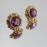 A pair of 9 carat gold amethyst earstuds, 5.