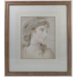 Pair of 19th century English school, pencil and watercolour, portraits of two females, 12.5ins x 10.