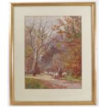 W Grant, four watercolours, rural scenes with sheep, cattle and trees, 13.5ins x 9.5ins and 5.