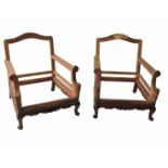 A pair of mahogany armchair frames,