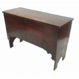 An antique oak six plank coffer or sword box, with plain rising lid, width 38.