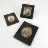 A 19th century portrait miniature, painted on ivory, of a gentleman, 3ins, 2.