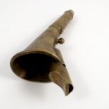 A Kohler type brass signal whistle horn, with silver plated mouth piece, length 5.