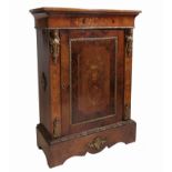 A 19th century burr walnut pier cabinet, with half veneered top,