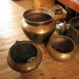 Three various brass jardineres,