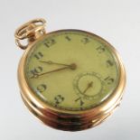 Anonymous, an 18 carat gold open faced pocket watch, Glasgow import mark for 1920,