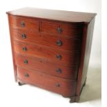 A 19th century mahogany break bow front chest, of two short over four long graduated drawers,