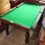 A mahogany snooker dining table, by E J Riley, 76ins x 40ins,