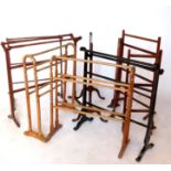 Eight various Victorian mahogany and other towel rails