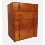 A chest, of four long drawers with hoop handles, width 32.75ins, depth 20.5ins, height 41.