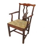 A Georgian style Chippendale armchair,