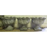 Reconstituted Stone Garden Planter decorated with acanthus leaf