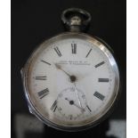 John Swain & Co. Bristol and Warrington Silver Cased Pocket Watch, Birmingham 1893, running