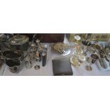 Canteen of Silver Plated Flatware, thre part tea set, cruet etc