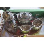 Four Part Silver Plated Tea Set and tray