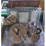 Silver Plated Tray, other plate and picture frames