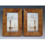 R. Cavatta, A Pair of Small Fishing Scenes, oil on board, framed, pictures 18.5 x 11 cm