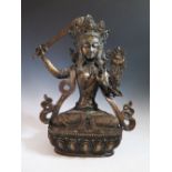 A Bronze Manjushri Buddha Figure, 47 cm