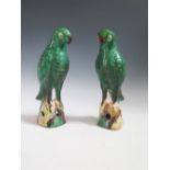 A Pair of Chinese Pottery Hawks, c. 26 cm