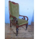 A Victorian Mahogany Open Arm Chair