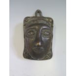 A Cameroon Bronze Mask, 11 cm. Acquired 1960's