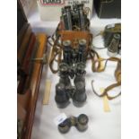 An Early Pair of German C.P. Goerz Berlin Trieder 12 x Binoculars, cased A/F AND Four Pairs of Early