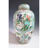An Eighteenth Century Chinese Famille Vert Vase with Cover, 18th century, c. 45 cm, A/F