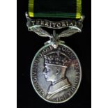 A George VI Territorial Army Efficient Service Medal _ 2051687 GNR. A.W. COLE. R.A.
