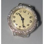 A Lady's Platinum and 18ct White Gold Diamond Watch with 16 Jewel Swiss Movement no. 89300