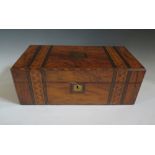A Large Victorian Walnut and Parquetry Inlaid Writing Slope