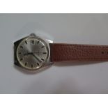 A Gent's Omega Steel Cased Wristwatch, running momentarily