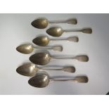 A Set of Three Victorian Silver Table Spoons and four matching desert spoons, London 1837, CF, 375g