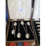 Cased Set of Silver Coffee Bean Finial Spoons
