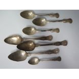 Three Swedish Markstrom & Co. Silver Table Spoons and 19th century English silver spoons of