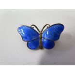 A Norwegian Sterling Silver Gilt and Guilloché Enamel Butterfly Brooch