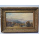 Nineteenth Century Oil on Board, Highland Scene with cattle, unsigned English School, gilt gesso