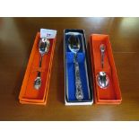 Three Modern Silver Spoons including two golfing