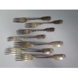 A Set of Three Victorian Silver Forks and four matching desert forks, London 1837, CF, 372 g