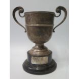 An Edward VII Silver Two Handled Presentation Cup on stand, London 1908, 821g